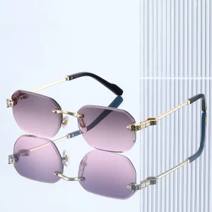 Frameless Leopard-Head Sunglasses UV400 Unisex Plain Lenses