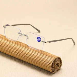 Frameless Metal Progressive Presbyopic Eyewear for Distance and Close Vision