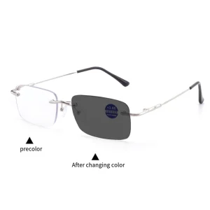 Frameless Multifocal Photochromic Rimless Blue Light Blocking Presbyopia Reading Glasses