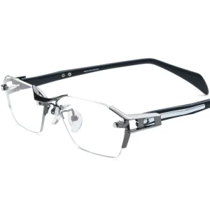 Frameless Punk Pure Titanium Eyeglass Frame with Ultra-Light Design for Myopia