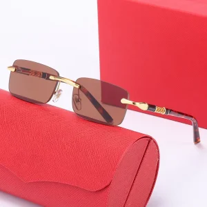 Frameless Rectangular Acetate Fiber Sunglasses for Men and Women UV400 Retro Sun Glasses