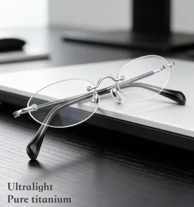 Frameless Solid Pure Titanium Lightweight Durable Reading Glasses Myopia Clear Vision Diamond Unisex Adults Daily Wear Retro