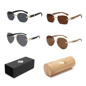 Frameless Square Ebony UV400 Sunglasses for Men and Women