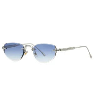 Frameless Sunglasses Women Cat-Eye Gradient Lenses UV390 Metal Accents