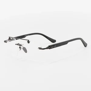 Frameless pilot Fashion Black Gun Gold Silver Transparent Gray Optical Prescription Presbyopia Multi Focus Luxury Brand Glasses