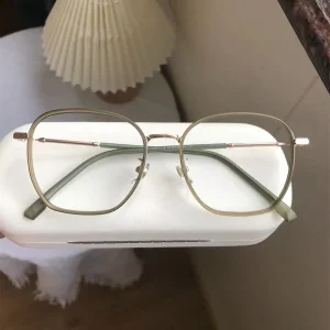 Frosted Oversized Square Metal Eyeglasses Blue Light Blocking Glasses