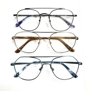 Full-Frame Square Metal Spectacle Frames, Unisex, Multicolor Mix, Random Selection