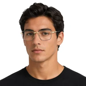 Full Metal Optical Eyeglasses Frames with Saddle Nose Pads for Men