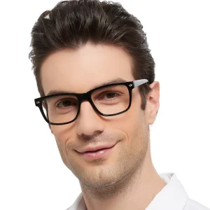 Full-Rim Square Eyeglass Frames Black Transparent Optical Frame for Women and Men