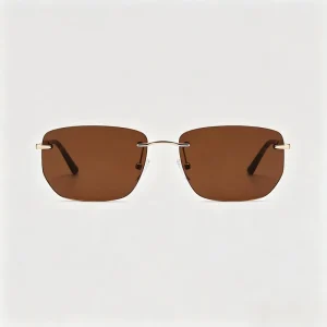 Gafas De Sol Men Women Metal UV400 Square Rimless Nylon Sunglasses