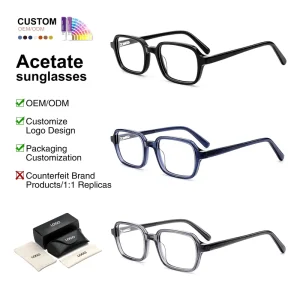 Geometric Acetate Frame Eyeglasses with AC Lens Unisex Optical Eyewear