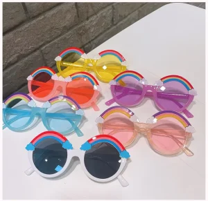Girls’ Candy-Color Rainbow Beach Sunglasses UV400 PC Frame Acrylic Lenses