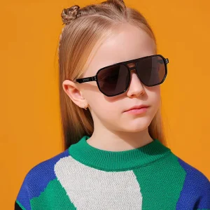 Girls’ Lightweight Oversized Silicone-Frame Anti-Radiation Polarized TAC Sunglasses