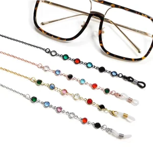 Glasses Chain Gold Plated Crystal Colorful Beaded Sunglasses Necklace for Women Facemask Holder Eye Wear Accessories