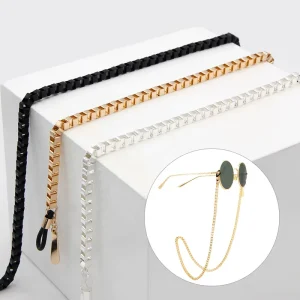 Gold Plated Metal Lanyard Eyeglass Holder Glasses Strap Sunglasses Chain with Anti Slip Design for Fashion Eyewear Accessories