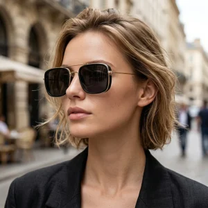 Gold Polarized Sunglasses for Women and Men UV400 Metal Frame Vintage Eyewear for Vacation Driving
