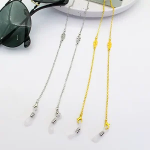 Gold and Silver Metal Eyeglass Retainer Strap