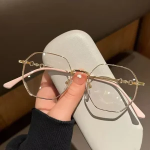 Golden Women Solid Anti Blue Light Full Rim Square Spectacles Frames Classic Computer Eye Protection Decorative Eyeglasses