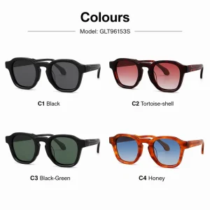 Gradient Acetate Frame Unisex Square Sunglasses with TAC Polarized Lens