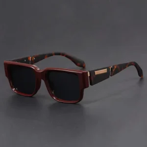Gray-blue Square Thick-frame Anti-UV Retro Minimalist Sunglasses Suitable for Prescription Lenses