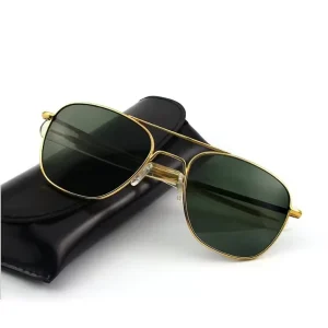 Green Lens Retro Metal Sunglasses for Men UV Protection