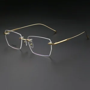 H2324 Classic Rimless Square Pure Titanium Reading Glasses Unisex Adult