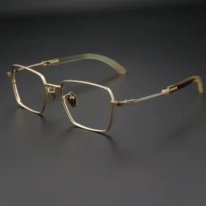 H2328 Full-Rim Rectangle Eyeglass Frames Buffalo Horn Design