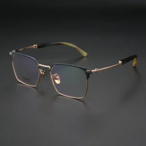 H2334 Full-Frame Water Buffalo Horn and Pure Titanium Eyeglass Frames Direct Sales From the Manufacturer