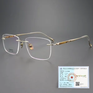 H2408 Jade and Pure Titanium Rimless Glasses Factory Direct Sales