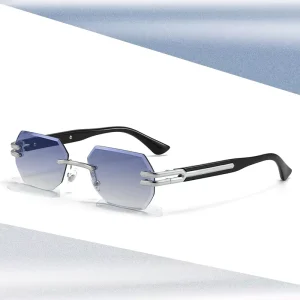 HBK High Quality Gradient Sunglasses for Men Women Business Party Gifts Polygon Frameless Sun Glasses