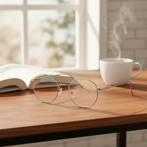 HBK Lightweight IP Plating Vintage Full Rim Foldable Optical Eyeglasses Frames for Reading Gaming Memory Titanium