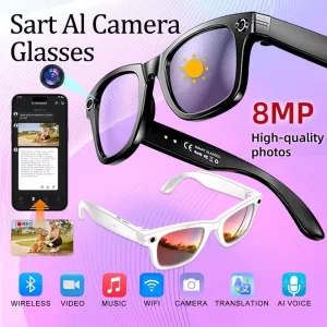 HD AI Smart Glasses 800W Camera AI Translation Video Recording WiFi Anti-Shake