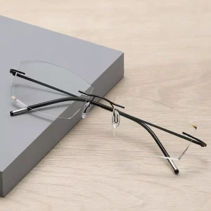 HD Frameless Reading Glasses for Men Anti Blue Light Reading Eyewear for Elderly People