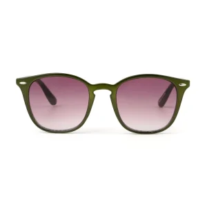 HP18285 Round Sunglasses Olive Green Frame with Gradient Purple Lenses
