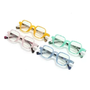HS2169 Unisex Square Full-Rim Presbyopia Eyeglasses, Blue Yellow Green