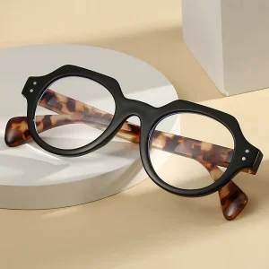 HS2207 1pc Unisex Slim PC-Frame Reading Glasses, Squared, Spring Hinge, Orange/Red, Presbyopia