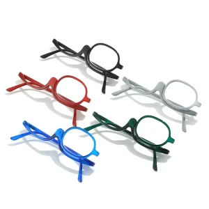 HS3661 Unisex Slim Square Reading Glasses with 180-Degree Rotating Lens and PC Temples
