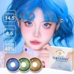 Haipurecon High Quality Soft Hema Three Tone Contact Lenses Natural Colored Cosmetic 40% Water Content 8.5mm Base Curve
