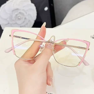 Half Frame Cat Eye Metal Optical Eyeglass Frames for Men