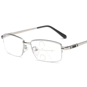 Half Frame Progressive Multifocal Presbyopia Eyeglasses Anti Blue Light Reading Glasses for Men and Women