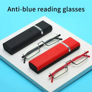 Half-Frame Single-Vision Reading Glasses, Anti-Blue Light, Men and Women