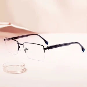 Half-Rim Metal Optical Glasses Frames for Men Prescription Myopia Eyeglasses