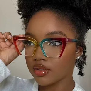 Half-Rim TR90 Eyeglass Frames Anti-Blue Light Rainbow UV400