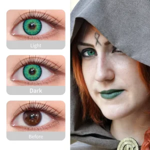 Halloween Special Effect Glowing Green Cat Eye Contact Lenses Soft Breathable for Costume Makeup