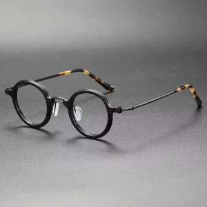 Handmade Acetate Titanium Foldable Optical Eyeglasses Frames Clear PC Reading Protection