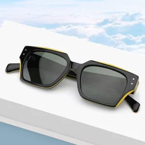 Handmade Polarized Acetate Square Sunglasses with UV Protection