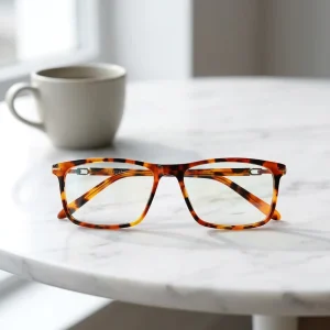 Handmade Square Acetate Eyeglass Frames for Men, Lightweight Prescription Spectacles