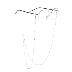 Handmade Stainless Steel Beaded Eyeglasses Chain with Colorful Acrylic Sunglasses Accessory