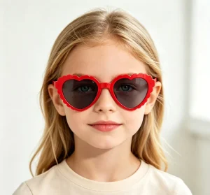 Heart Shape UV400 Kids Sunglasses PC Lenses Full Rim Stylish Unisex Children’s Eyewear for Outdoor Activities