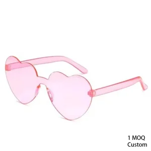 Heart-Shaped Rimless Sunglasses Transparent Candy Color UV400 Lightweight Unisex
